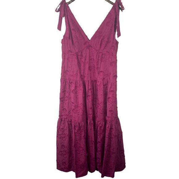NWT‎ MARCHESA NOTTE Pink Tie Strap Floral Maxi Dress Tiered Wedding Size 14 $545 - Picture 6 of 12